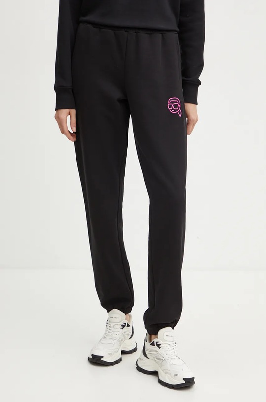 Karl Lagerfeld pantaloni de trening tricotaj negru 246W1012