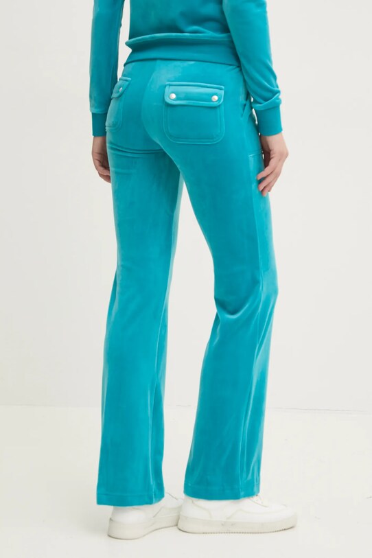 Odzież Juicy Couture spodnie dresowe welurowe DEL RAY PANT JCAP180.696 turkusowy