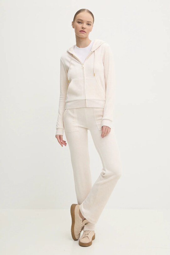 Juicy Couture spodnie dresowe welurowe DEL RAY GOLD HW JCAP180G.692 beżowy AW24
