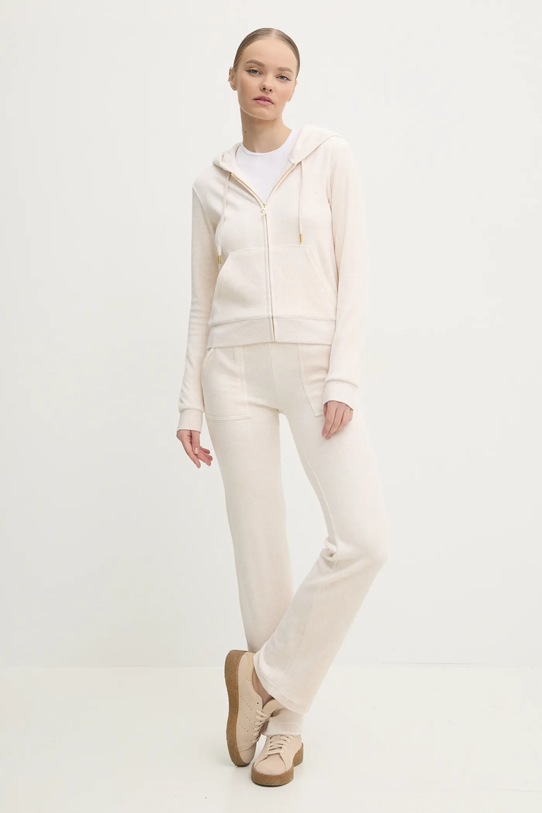 Juicy Couture pantaloni de trening din velur DEL RAY GOLD HW JCAP180G.692 bej AW24