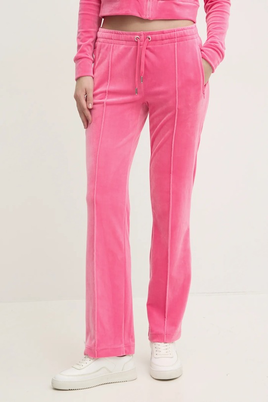 Juicy Couture spodnie dresowe welurowe TINA TRACK PANT dzianina różowy JCAPW045.679