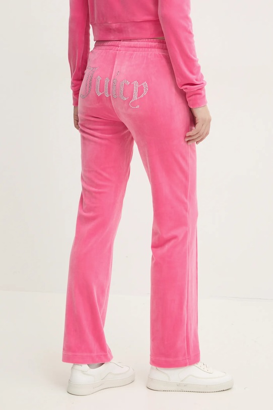 Odzież Juicy Couture spodnie dresowe welurowe TINA TRACK PANT JCAPW045.679 różowy