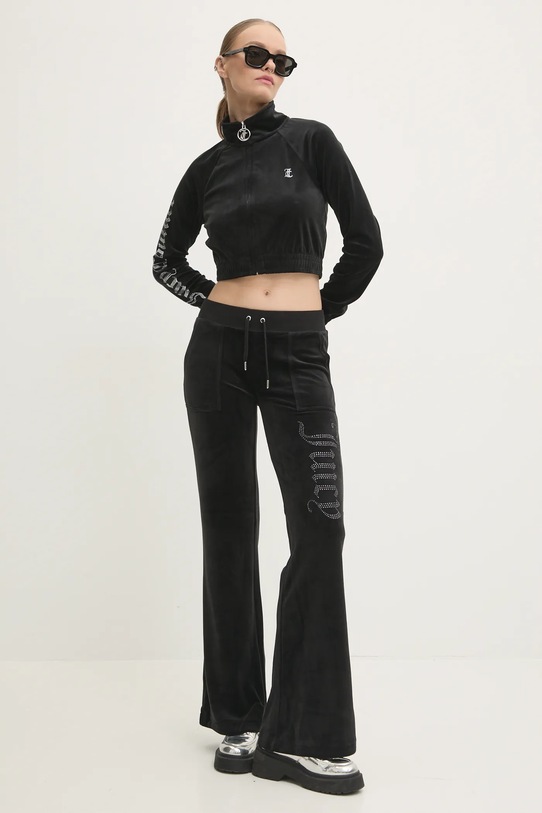 Спортивные штаны из велюра Juicy Couture LAYLA JEWELLED LOW RISE PANT JCBBJ224815.101 чёрный AW24