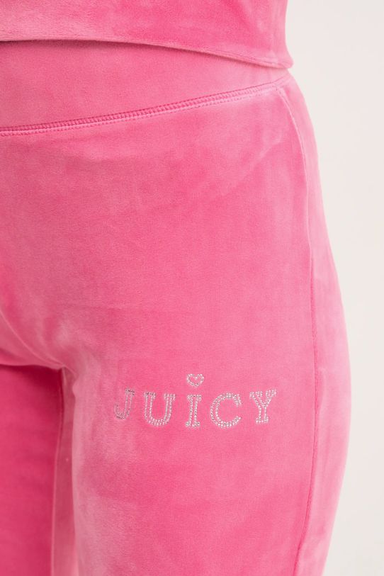 Juicy Couture spodnie dresowe welurowe LISA REGAL VELOUR STRAIGHT LEG TRACK PANT różowy JCBBJ224829.679