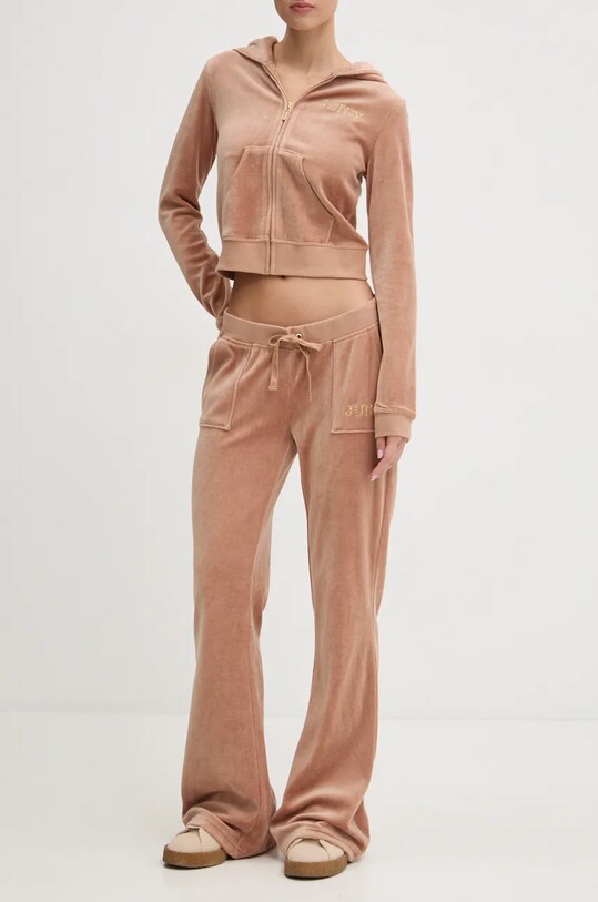 Спортивні велюрові штани Juicy Couture HERITAGE CROWN CAISA LOW RISE PANT JCGBJ224012.681 коричневий AW24