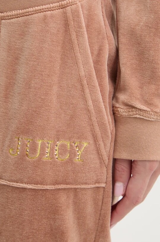 Спортивні велюрові штани Juicy Couture HERITAGE CROWN CAISA LOW RISE PANT коричневий JCGBJ224012.681