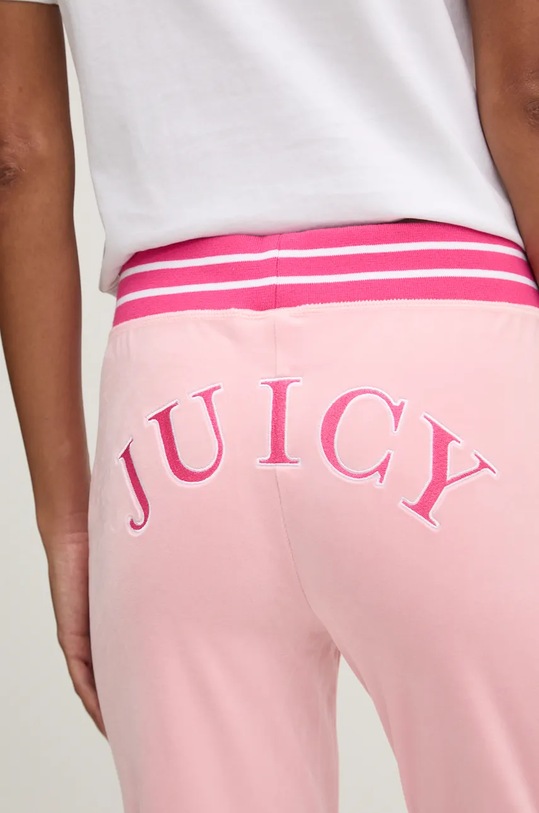 Juicy Couture spodnie dresowe welurowe KURT TRACK PANT różowy JCSBJ224418.121