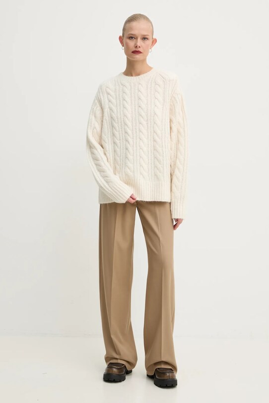 Штани з домішкою вовни Theory O0801210 бежевий AW24