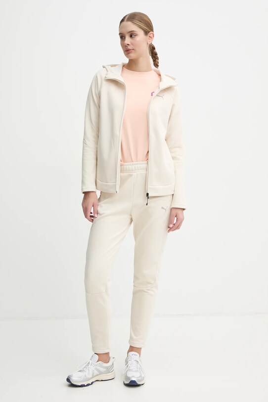 Puma pantaloni de trening din bumbac 681674 bej AW24