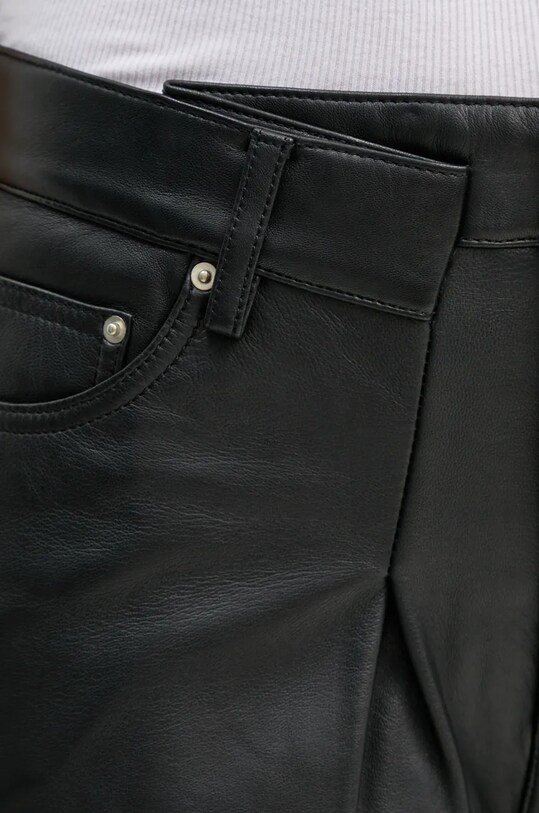 Won Hundred pantaloni de piele negru 3158.16014