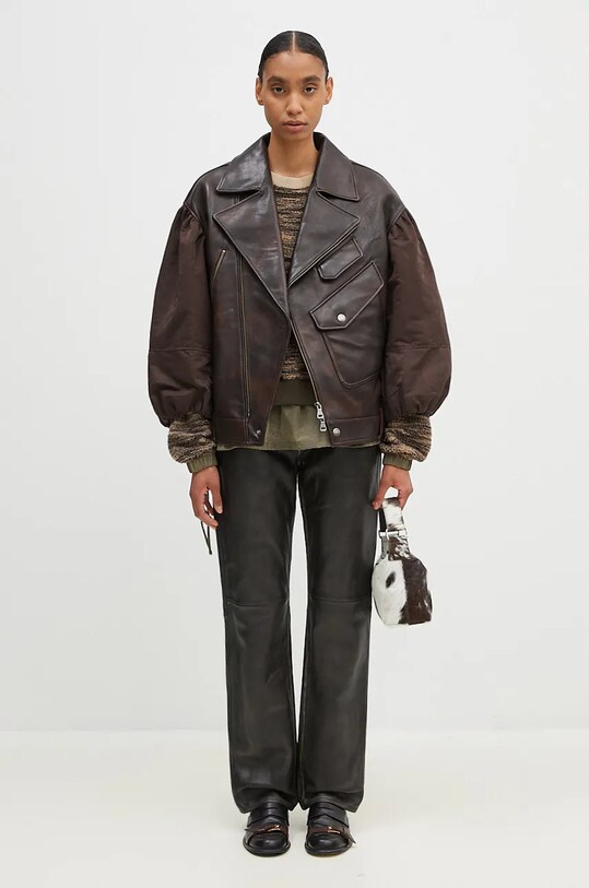 Кожаные брюки Samsoe Samsoe Salynn F24300138 чёрный