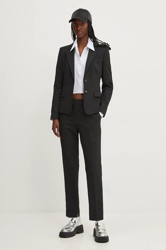 HUGO spodnie z domieszką wełny 50516132 czarny AW24