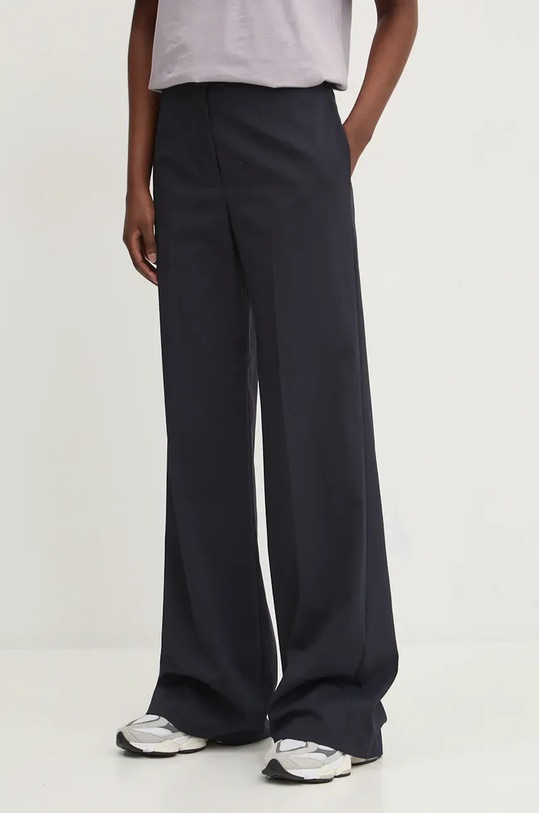 Παντελόνι από μείγμα μαλλιού HUGO ψηλή σκούρο μπλε 50516143