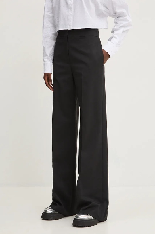 HUGO spodnie z domieszką wełny tkanina czarny 50516143