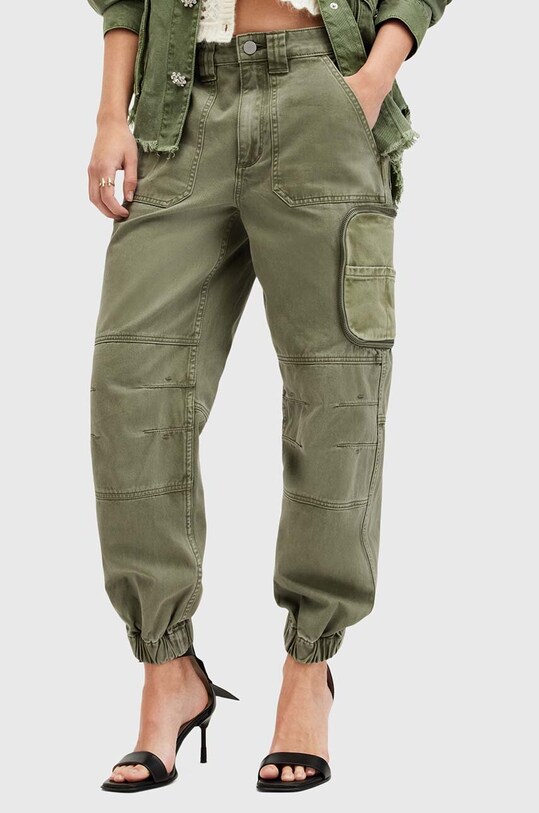 AllSaints pantaloni de bumbac FLORENCE JOGGER W017TB verde AW24