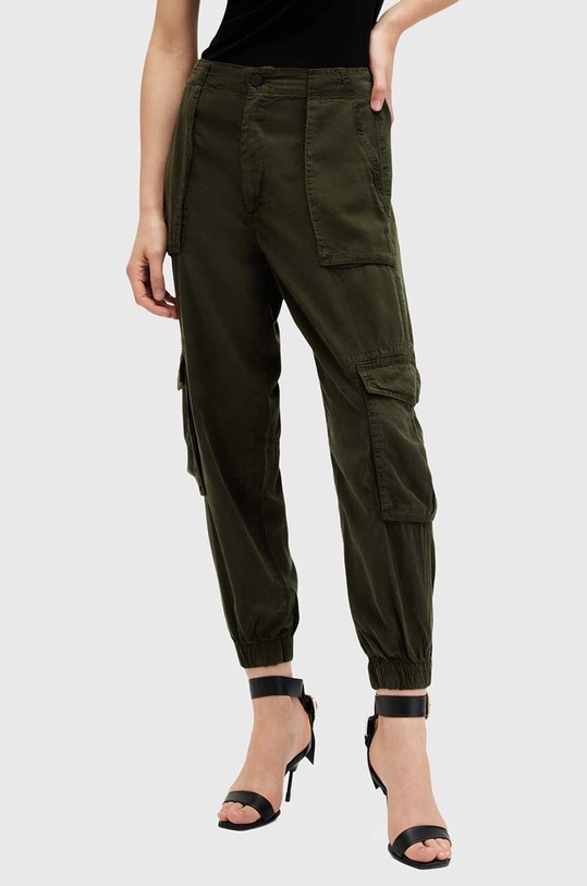 AllSaints pantaloni FREDA TENCEL TROUSER W051TB verde AW24