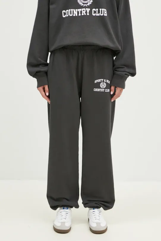 Бавовняні спортивні штани Sporty & Rich Varsity Crest надрук сірий PA020S409VF