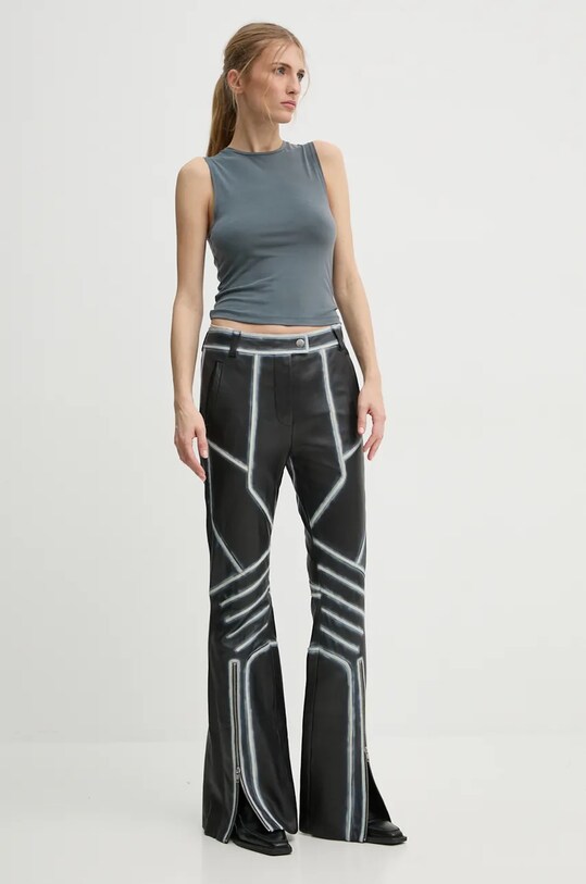Кожаные брюки Stand Studio Moto Trousers Detailed 62287.7030 чёрный AW24