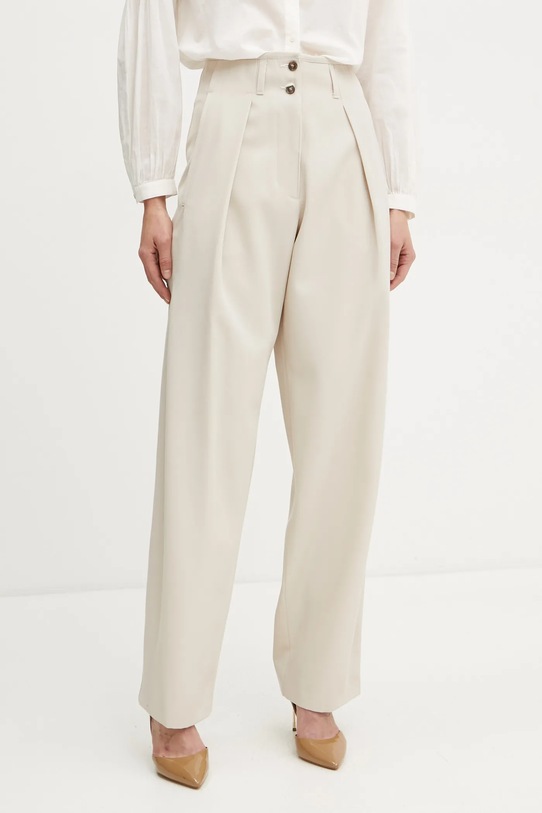 Weekend Max Mara pantaloni in misto lana alta beige 2425136013600