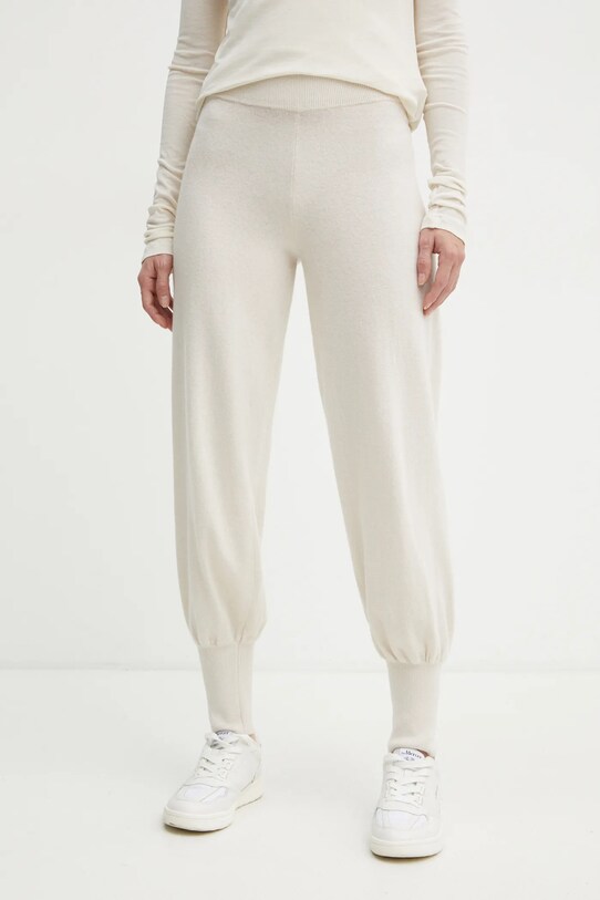 Weekend Max Mara pantaloni de trening de lână tricotaj bej 2425336023600