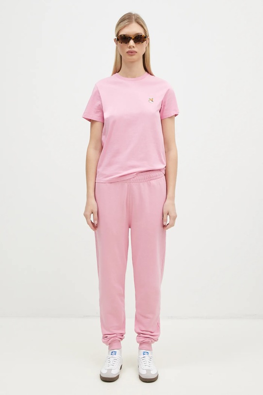 Maison Kitsuné spodnie dresowe Fox Head Patch MW01109KM0001 różowy