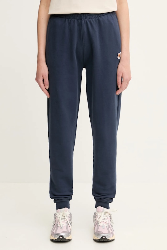 Maison Kitsuné pantaloni tuta Fox Head Patch cotone blu navy MW01109KM0001