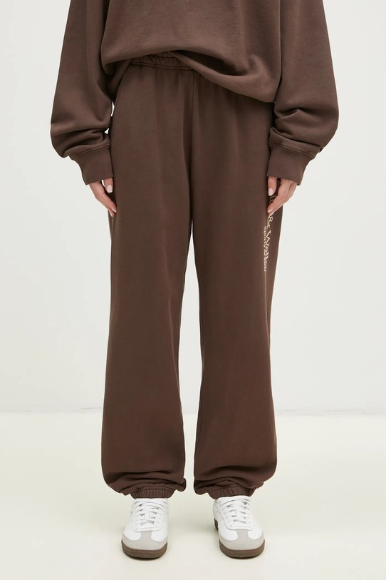 Sporty & Rich pantaloni della tuta di cotone H&W Crest cotone marrone PA036512242BR03