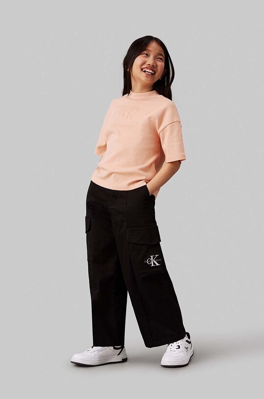 Dječje hlače Calvin Klein Jeans UTILITY CARGO PANTS s elastinom crna IG0IG02513.9BYH.128.176