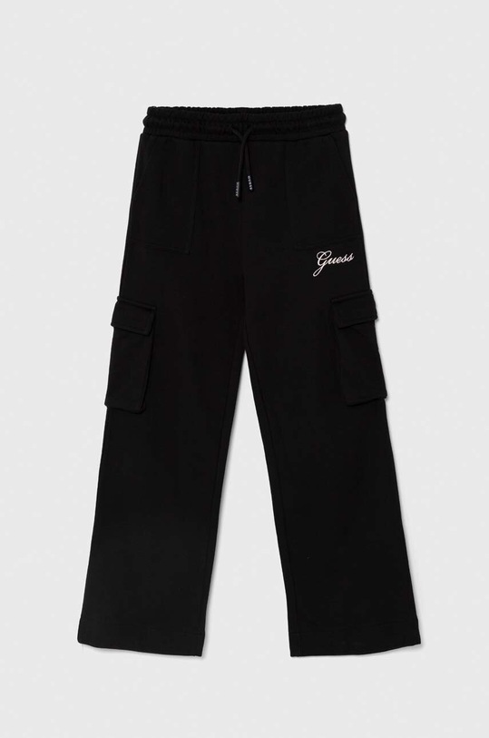 Detské bavlnené tepláky Guess bavlna čierna J4YQ13.KA6R3.9BYH