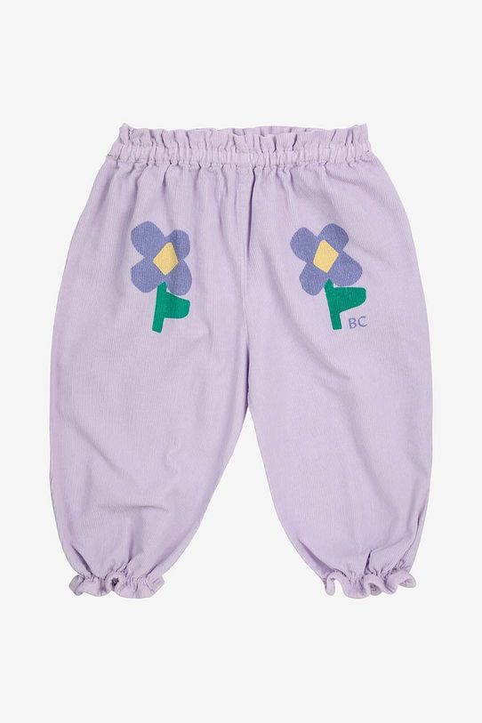 Бавовняні штани для немовлят Bobo Choses Pansy Flower 224AB068 фіолетовий AW24