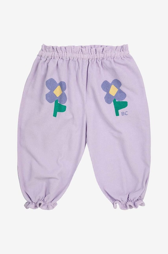 Bobo Choses spodnie dresowe bawełniane niemowlęce Pansy Flower 224AB068 fioletowy AW24