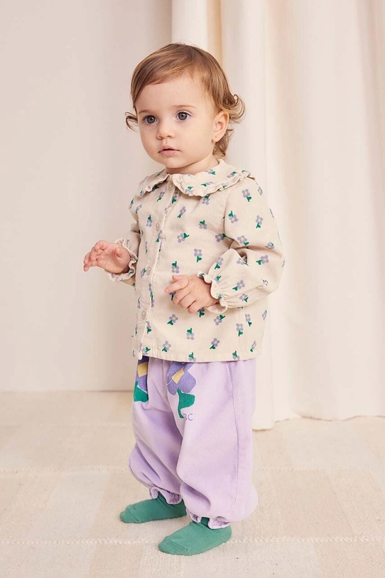 Bobo Choses pantaloni de trening din bumbac pentru bebeluși Pansy Flower 224AB068 violet