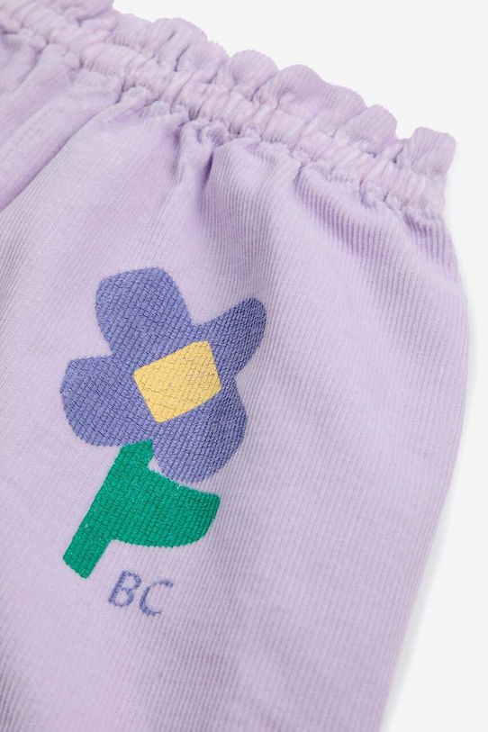 Бавовняні штани для немовлят Bobo Choses Pansy Flower фіолетовий 224AB068