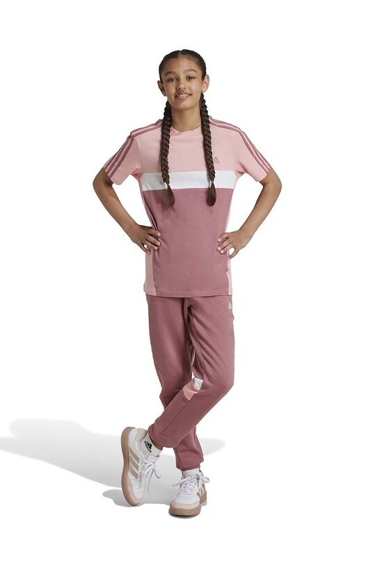 adidas spodnie dresowe dziecięce J 3S TIB PT dzianina różowy IV7299