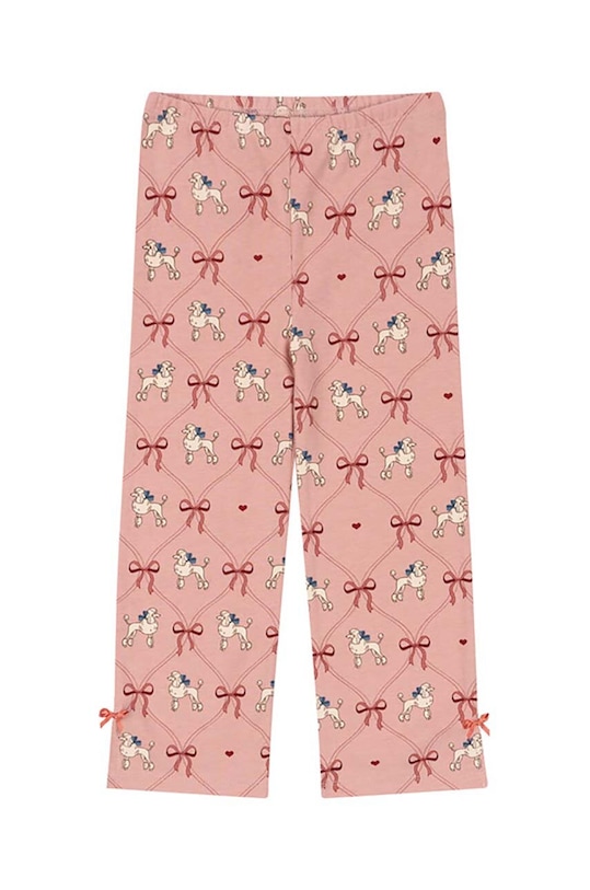 Konges Sløjd spodnie dziecięce DREY SLIT PANTS GOTS wzorzyste różowy KS101489