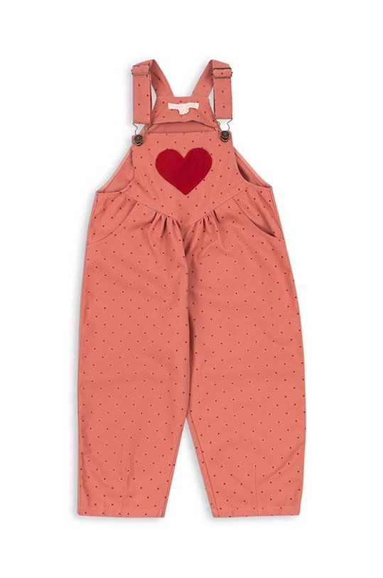 Dětské kalhoty na šle Konges Sløjd NOLA HEART OVERALLS GOTS KS101633 růžová AW24