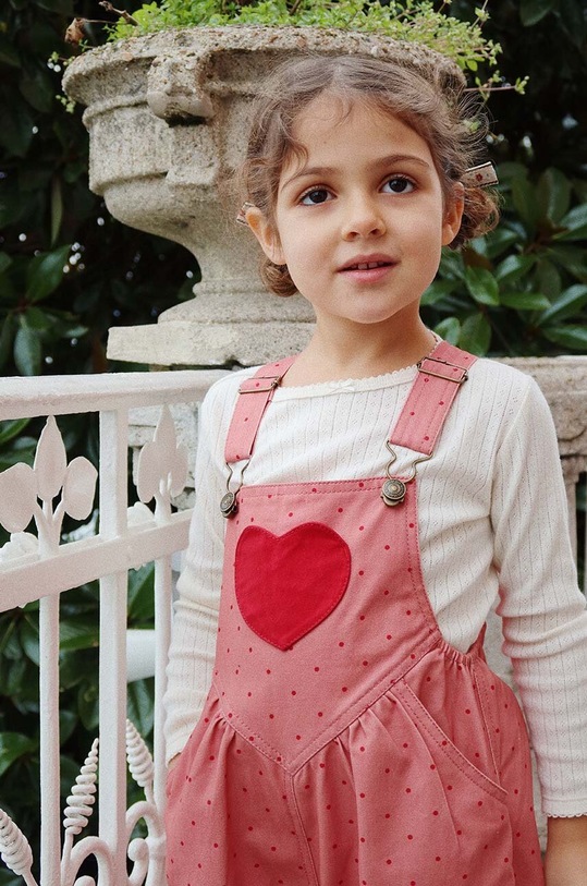 Dětské kalhoty na šle Konges Sløjd NOLA HEART OVERALLS GOTS KS101633