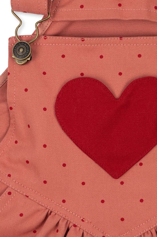 Dětské kalhoty na šle Konges Sløjd NOLA HEART OVERALLS GOTS růžová KS101633