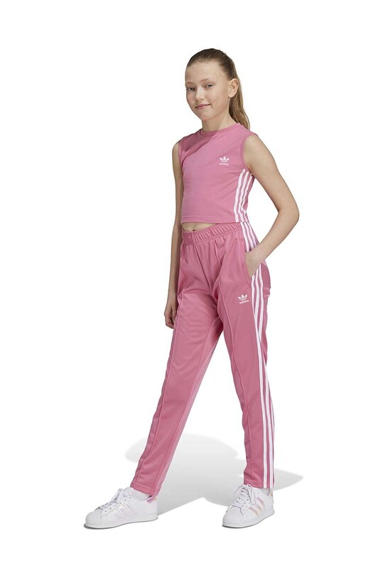 adidas Originals pantaloni de trening pentru copii SST TP OPEN HEM tricotaj roz IY4032
