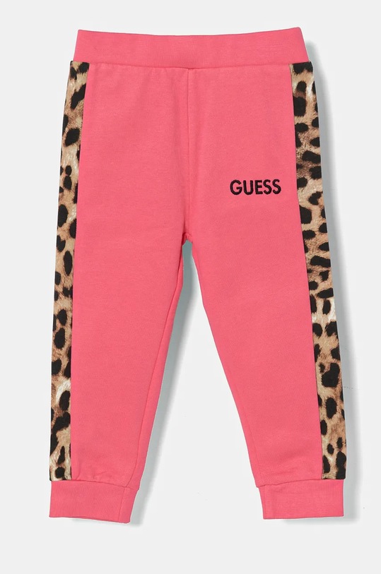 Dětské bavlněné tepláky Guess nášivka růžová K4BQ12.KAX73.9BYH