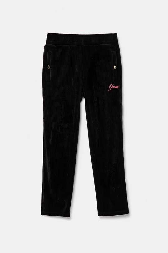 Guess spodnie dresowe welurowe dziecięce z elastanem czarny J4BQ13.KCH92.9BYH