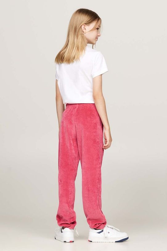 Tommy Hilfiger spodnie dresowe dziecięce TH SCRIPT VELOUR PANT KG0KG08221.9BYH.128.176 różowy