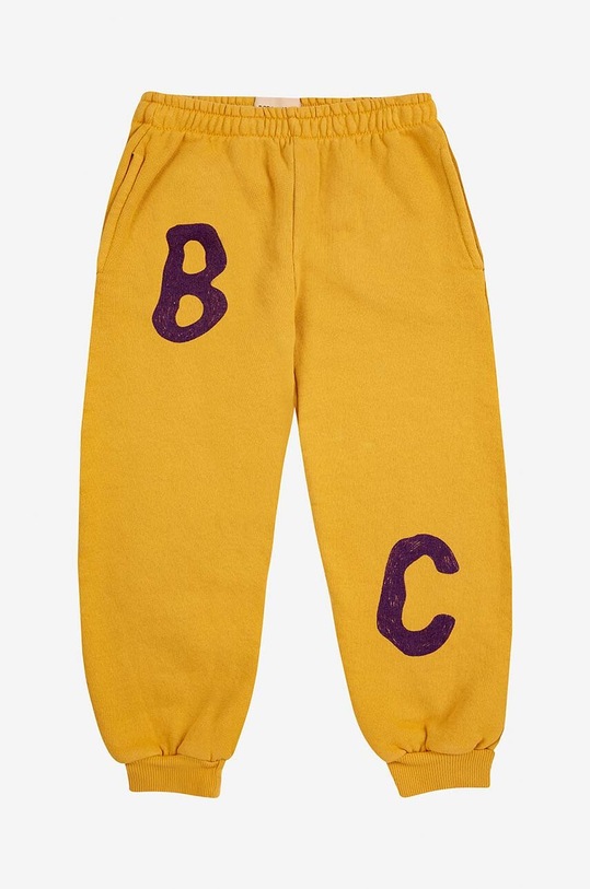 Дитячі бавовняні штани Bobo Choses 224AC076 жовтий AW24