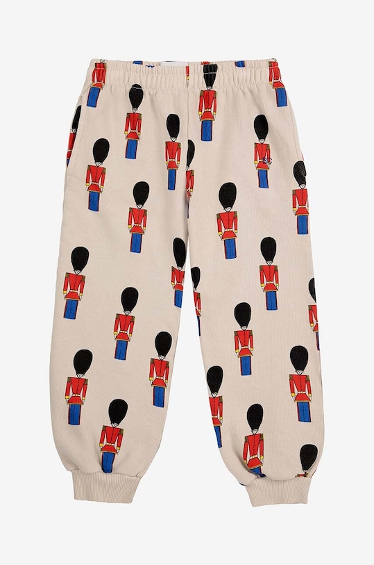 Bobo Choses pantaloni de trening din bumbac pentru copii Little Tin Soldier 224AC079 bej AW24