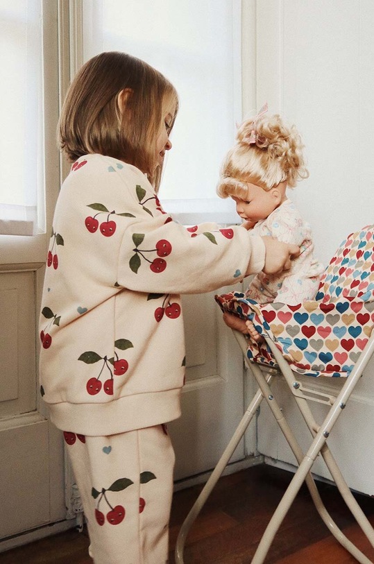 Dětské tepláky Konges Sløjd LOU SWEAT PANTS OCS pletenina béžová KS101567