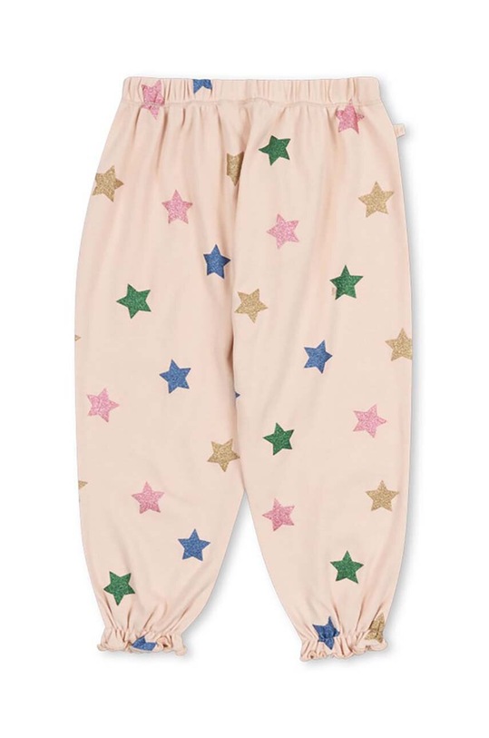 Dětské bavlněné tepláky Konges Sløjd MALLI GLITTER PANTS GOTS pletenina béžová KS101595