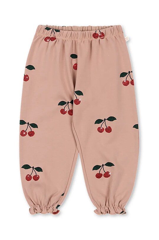 Konges Sløjd pantaloni de bumbac pentru copii MALLI GLITTER PANTS GOTS bumbac roz KS101790