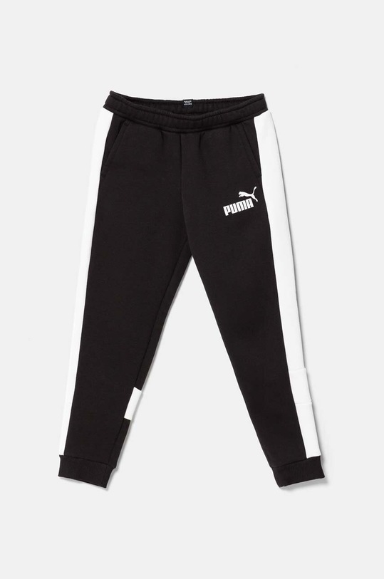 Puma pantaloni de trening din bumbac pentru copii ESS BLOCK Sweatpants tricotaj negru 681821
