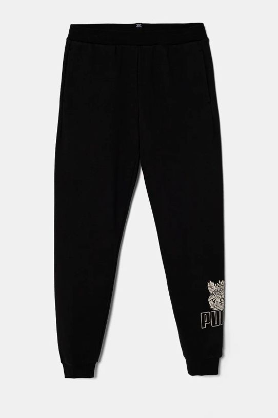 Puma spodnie dresowe dziecięce ESS+ TROPICAT Sweatpants dzianina czarny 681829