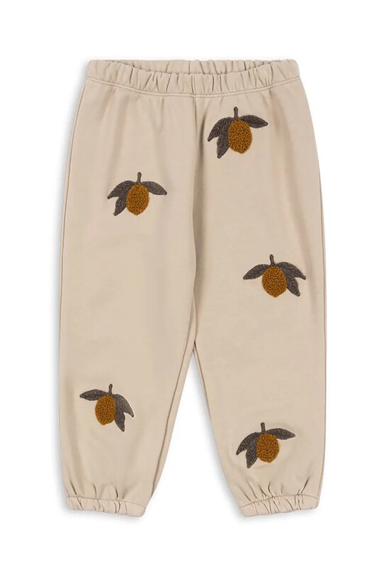 Konges Sløjd spodnie dresowe dziecięce LOU TERRY SWEAT PANTS OCS aplikacja beżowy KS102023
